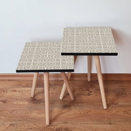 Hanah Home Mesas Nido Beige y Blanco